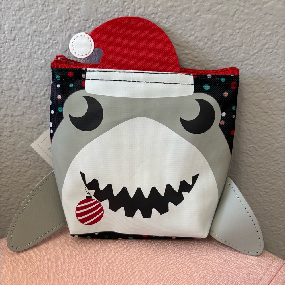 Shark Design Kids Snack Pouch - Gray and Red